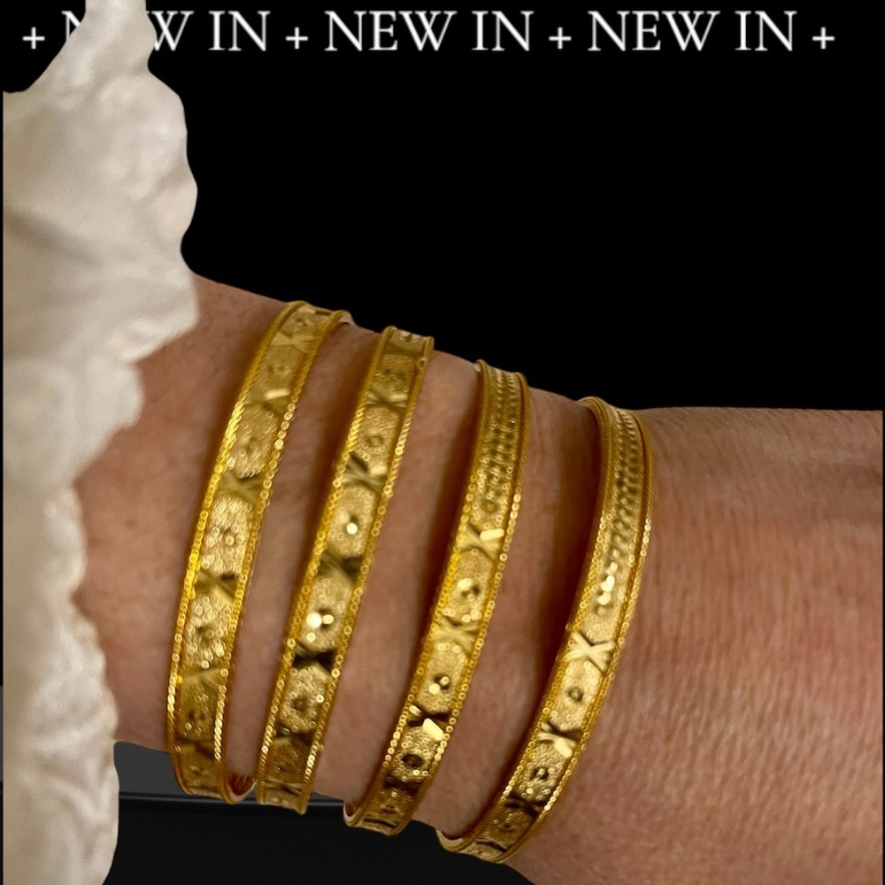 Bangles 22K Gold Plated Numerical Design Set  of 4 Bangles Brand New